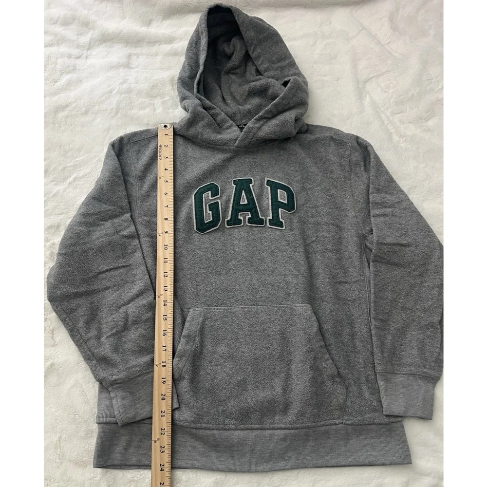 GAP Sherpa Hoodie Youth XXL 14-16 Gray Pullover Fleece Logo Sweatshirt